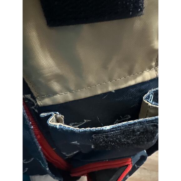 Kavu Rope Crossbody Bag shoulder Sling. Fish Themed. blue with red zippers. - Picture 8 of 10